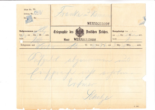 Reichspost telegramm - reichspost,