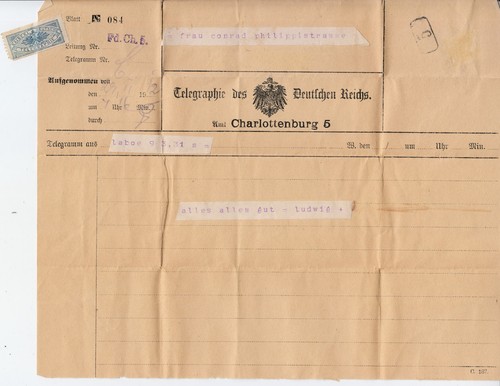 Altes telegramm 1912 - altes,