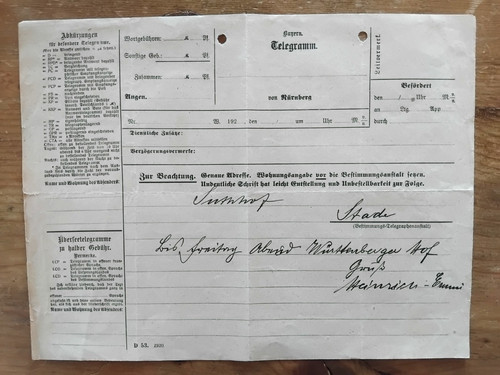 Antikes telegramm bayern - telegramm,