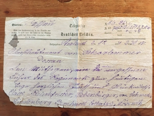 Militär telegramm dessau - militÄr,